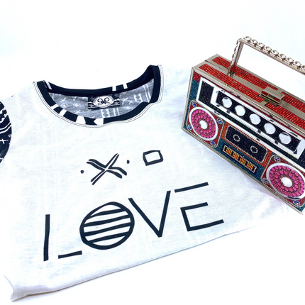 Duality Gear, Love Me, Black & White Mudcloth, Ladies Jersey T-Shirt