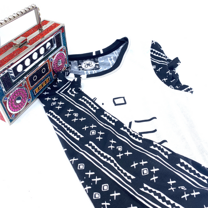 Duality Gear, Love Me, Black & White Mudcloth, Ladies Jersey T-Shirt