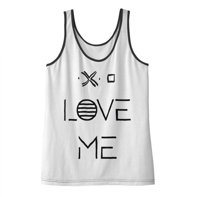 Duality Gear, Love Me, Black & White Mudcloth, Ladies Soft Jersey Tank Top