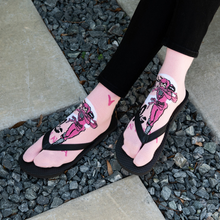 3 Pairs - V-Toe Split Toe Socks Big Toe Tabi Black Ninja, Pink Ninja and Sushi Crew