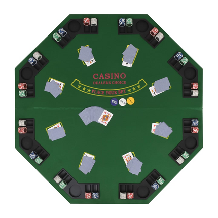 vidaXL 8-Player Folding Poker Tabletop 2 Fold Octagonal Green