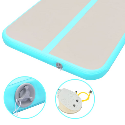vidaXL Inflatable Gymnastics Mat with Pump 236.2"x39.3"x3.9" PVC Green