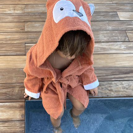 Baby Bathrobe Cotton Orange Fox