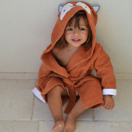 Baby Bathrobe Cotton Orange Fox