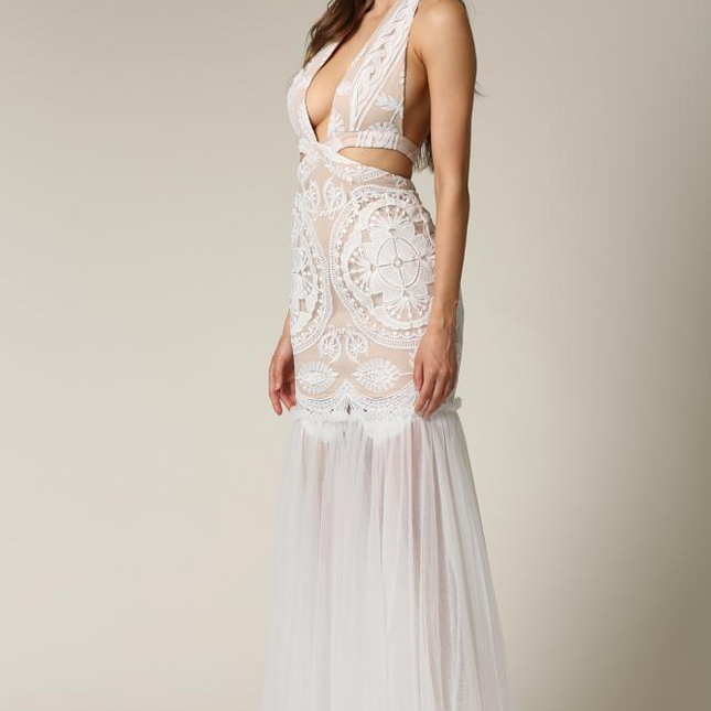 Joyce - Dress with Emblem Embroidery Detailing All Throughout