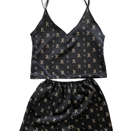Miriam- Women's Black Silk Pajamas Set
