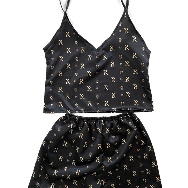 Miriam- Women's Black Silk Pajamas Set