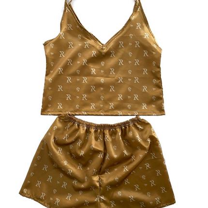 Esme - Women's Gold Silk Pajamas Set