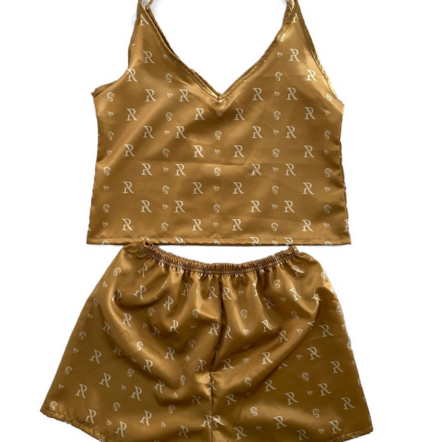 Esme - Women's Gold Silk Pajamas Set