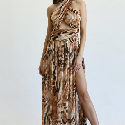 Torie - Gold Lurex Chiffon Fabric Dress