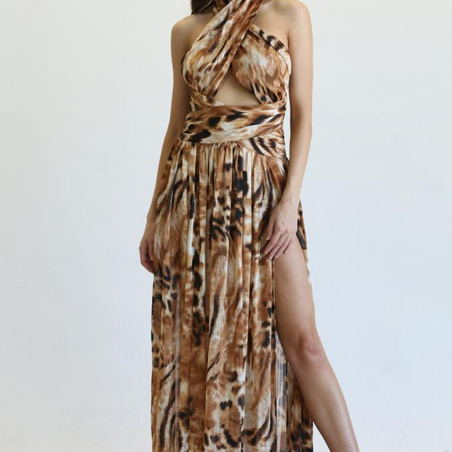 Torie - Gold Lurex Chiffon Fabric Dress