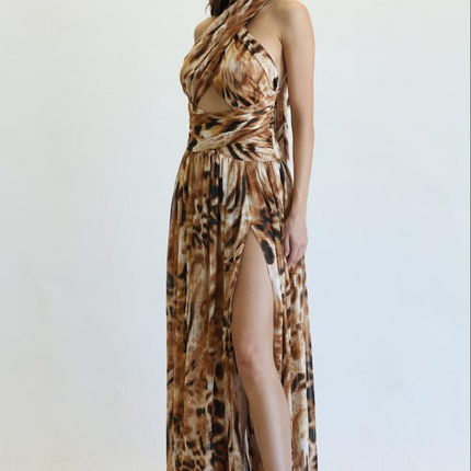 Torie - Gold Lurex Chiffon Fabric Dress