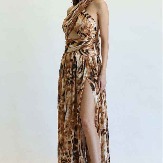 Torie - Gold Lurex Chiffon Fabric Dress