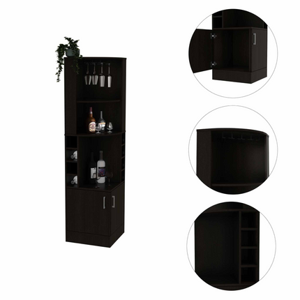 Egina Corner Bar Cabinet, Two External Shelves