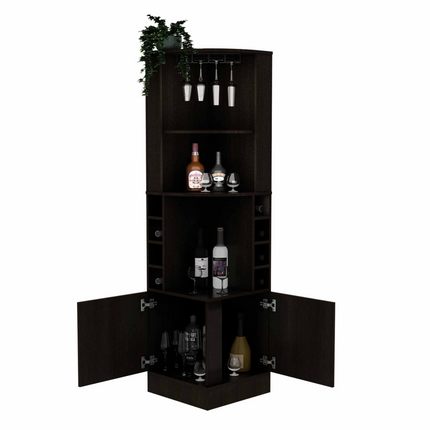Egina Corner Bar Cabinet, Two External Shelves