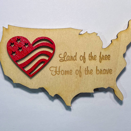 USA Land of Patriotic Heart 3D Magnet