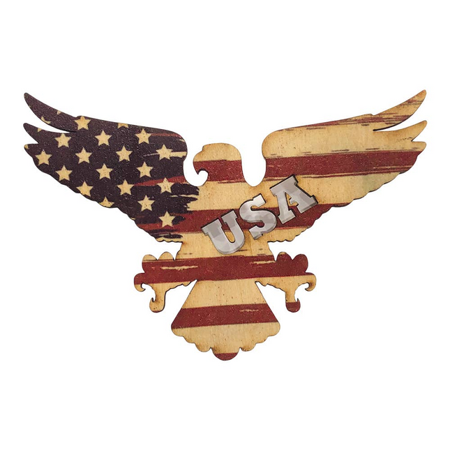 USA American Flag Eagle Wood Magnet