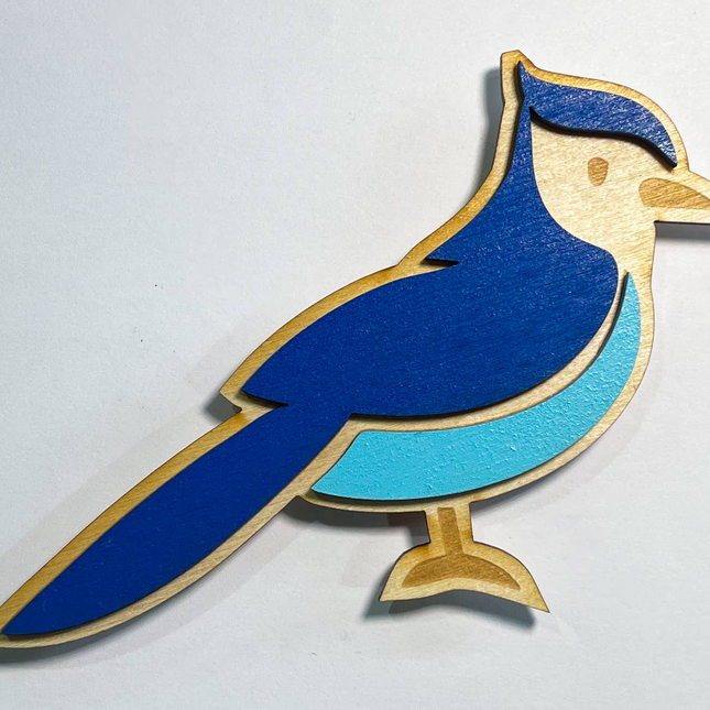 Blue jay 3D Wood Magnet