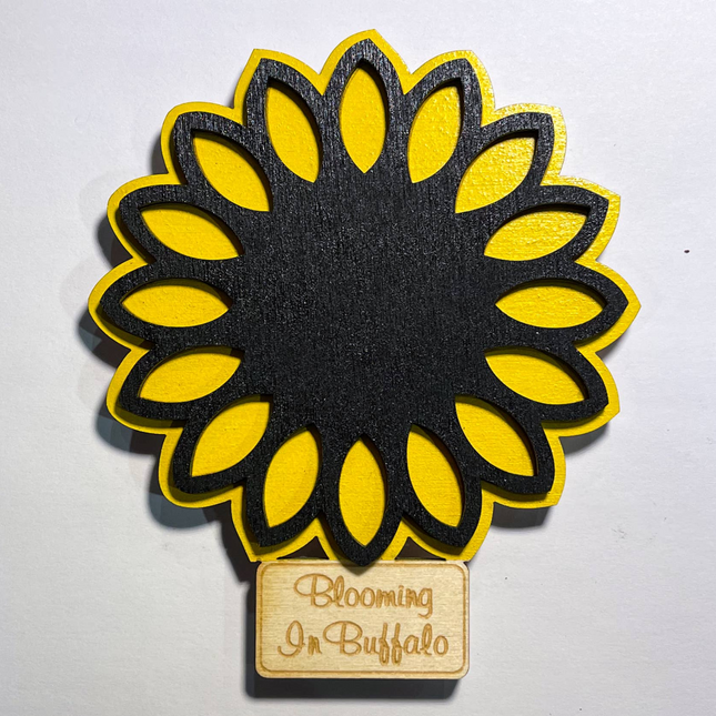 Blooming In Buffalo Sunflower 3D Wood Magnet