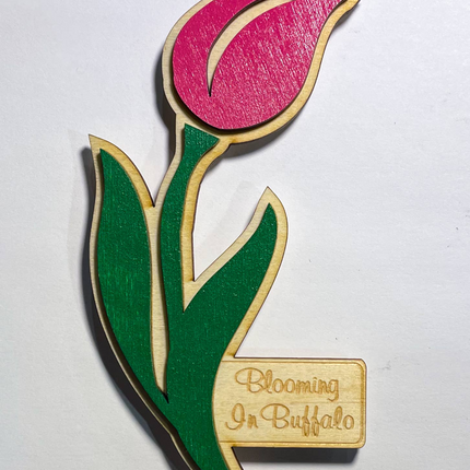 Blooming In Buffalo Tulip 3D Wood Magnet
