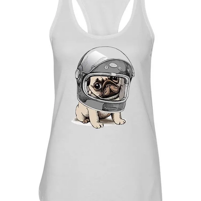 A Cute Astronaut Pug Tank Women's -Image by Shutterstock