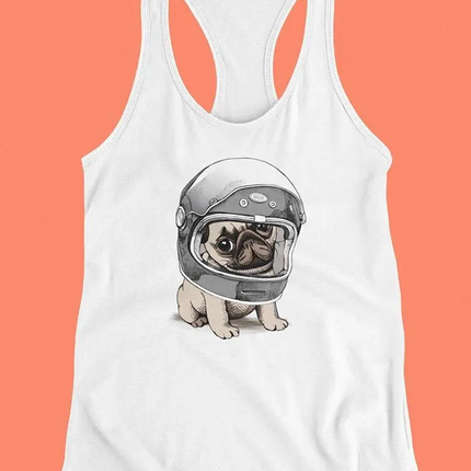 A Cute Astronaut Pug Tank Women's -Image by Shutterstock
