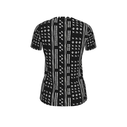 Duality Gear, Love Me, Black & White Mudcloth, Ladies Jersey T-Shirt