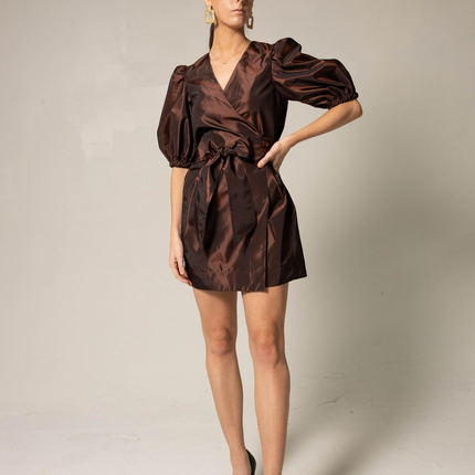 Power Bordeaux Red Wrap Dress