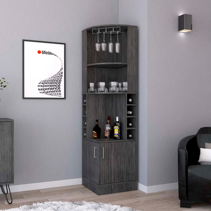 Egina Corner Bar Cabinet, Two External Shelves