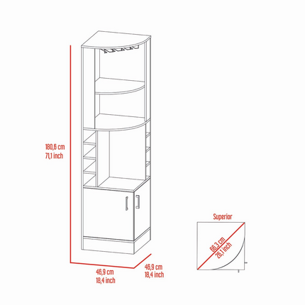 Egina Corner Bar Cabinet, Two External Shelves