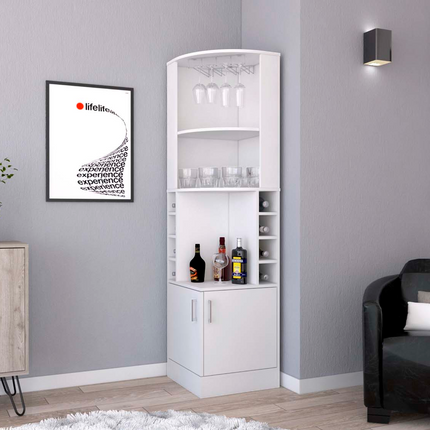 Egina Corner Bar Cabinet, Two External Shelves