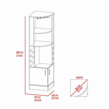 Egina Corner Bar Cabinet, Two External Shelves