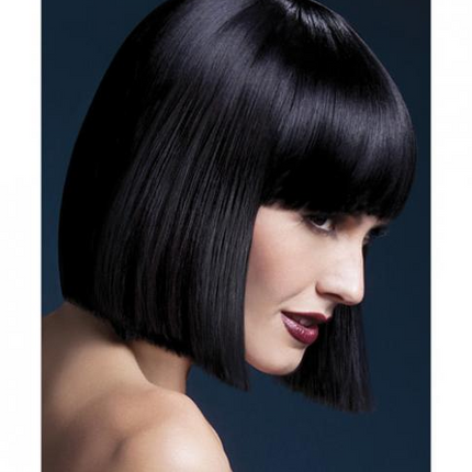 Smiffy Fever Wig Lola Black Blunt Cut Bob 12 inches Long