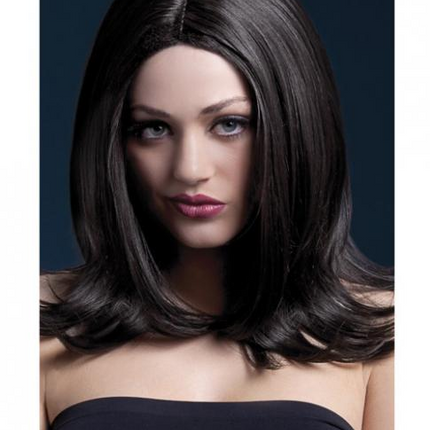 Smiffys Fever Wig Sophia 17 inches Center Part Brown