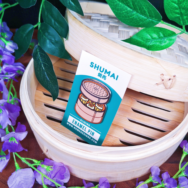 Shumai Interactive Sliding Enamel Pin