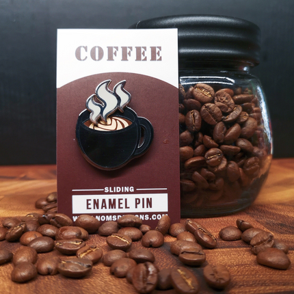 Coffee Interactive Sliding Enamel Pin