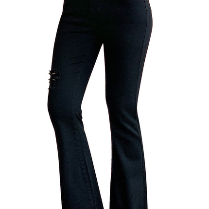 High Rise Ripped Raw Hemline Flare Jeans