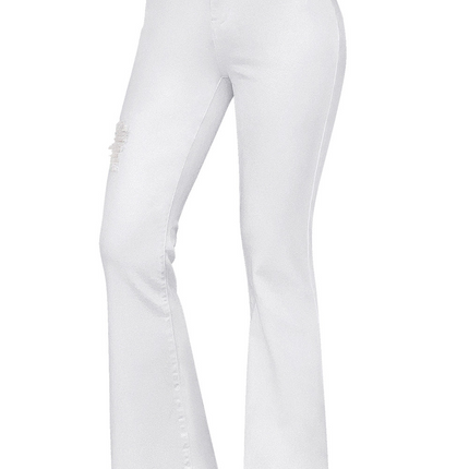 High Rise Ripped Raw Hemline Flare Jeans