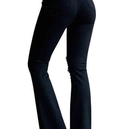 Mid Rise Distressed Flare Jeans