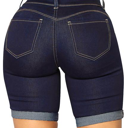 Mid Rise Butt Lifting Stretchy Bermuda Shorts