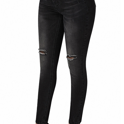 Mid Rise Ripped Stretchy Skinny Jeans