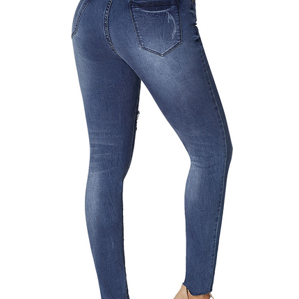 High Rise Ripped Stretchy Skinny Ankle Jeans