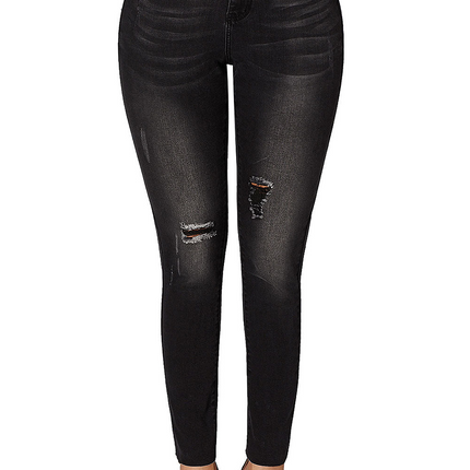 High Rise Ripped Stretchy Skinny Ankle Jeans