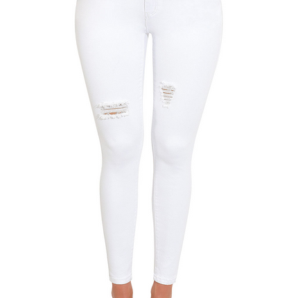 High Rise Ripped Stretchy Skinny Ankle Jeans