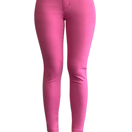 High Rise Buttons Belt Skinny Jeans