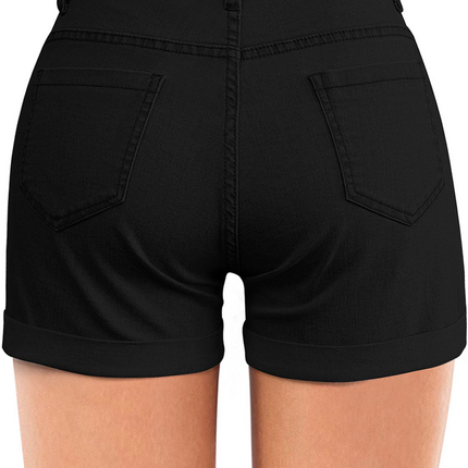High Rise Stretchy Denim Shorts