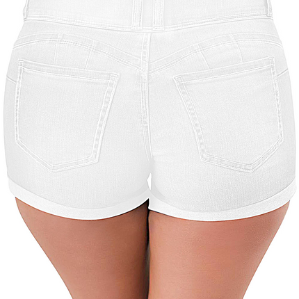 High Rise Stretchy Cuffed Denim Shorts