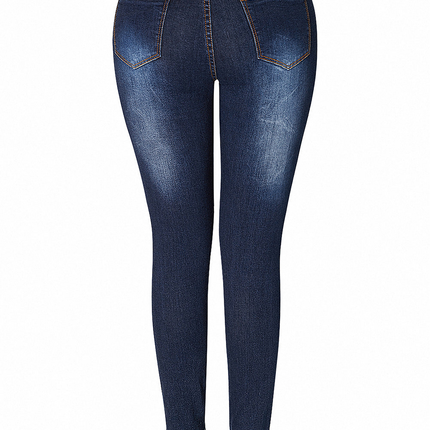 High Rise Buttons Belt Skinny Jeans