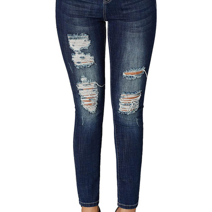 Mid Rise Ripped Ankle Skinny Jeans