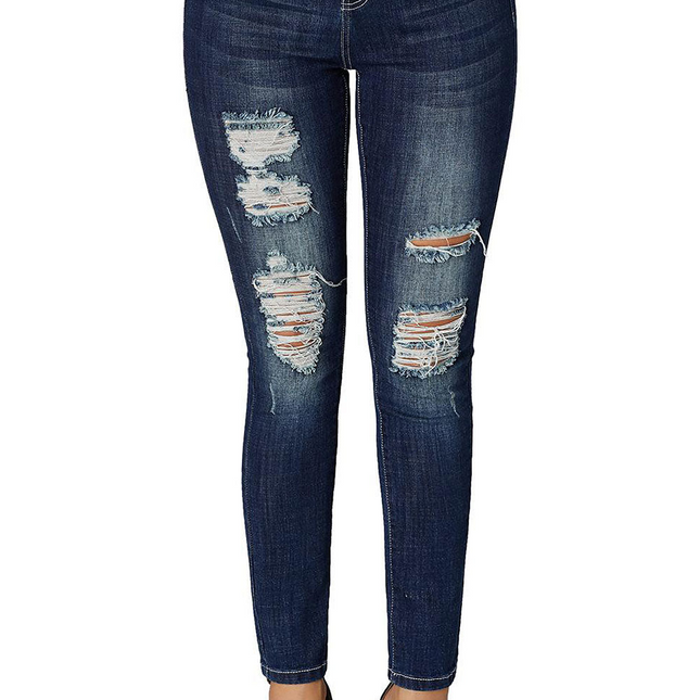 Mid Rise Ripped Ankle Skinny Jeans